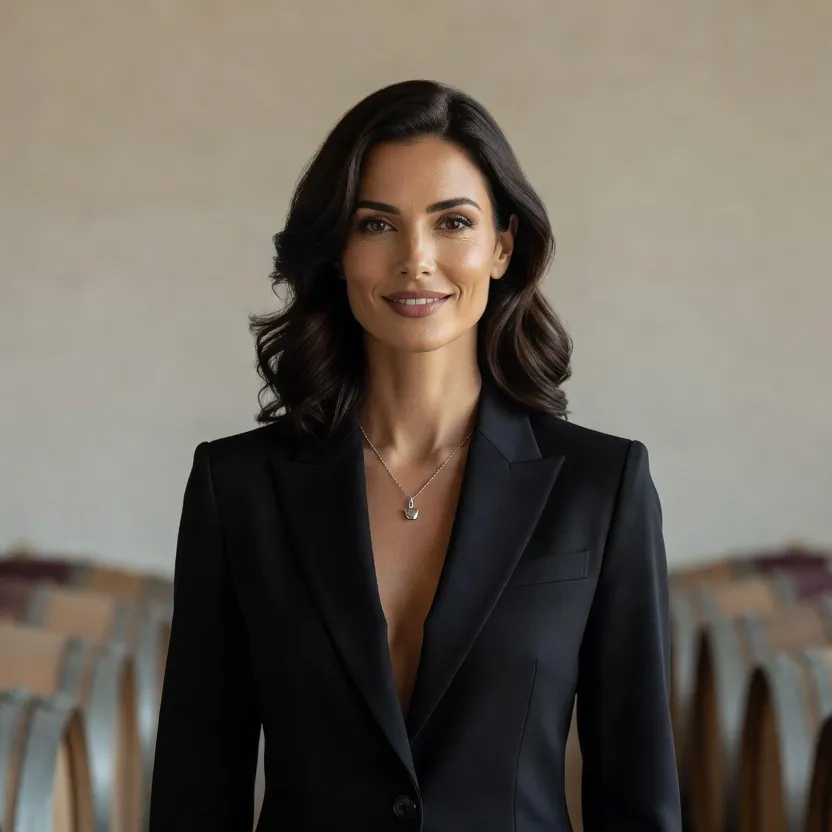 Portrait de la sommelière Nino Lomidzé dans une cave à vins de Lyon